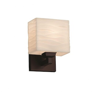 Porcelina Regency - 1 Light ADA Wall Sconce Rectangle with Waves Faux Porcelain Shade - 1035310