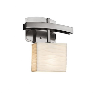 Porcelina Archway - 1 Light ADA Wall Sconce Rectangle with Waves Faux Porcelain Shade - 1035323