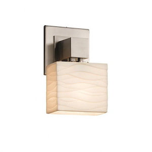 Porcelina Aero - 1 Light ADA Wall Sconce Rectangle with Waves Faux Porcelain Shade - 1035329