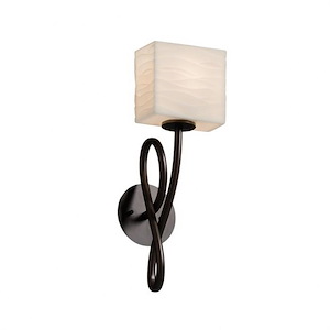 Porcelina Modular - 1 Light Wall Sconce Rectangle with Waves Faux Porcelain Shade - 1035333