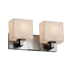 Porcelina Modular - 2 Light Bath Bar Rectangle with Waves Faux Porcelain Shade - 1035335
