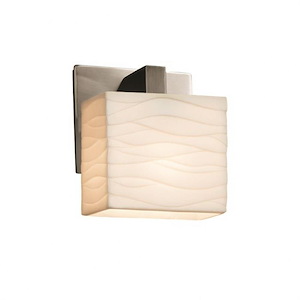 Porcelina Modular - 1 Light ADA Wall Sconce Rectangle with Waves Faux Porcelain Shade - 1035339