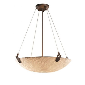 Porcelina U-Clips - 3 Light Pendant Round Bowl with Bamboo Faux Porcelain Shade - 1035352
