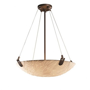 Porcelina U-Clips - 6 Light Pendant Round Bowl with Bamboo Faux Porcelain Shade - 1035354