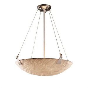 Porcelina Tapered Clips - 3 Light Pendant Round Bowl with Bamboo Faux Porcelain Shade - 1035358