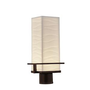 Porcelina Avalon - 16 Inch 9W 1 LED Outdoor Post Mount Rectangle with Waves Faux Porcelain Shade