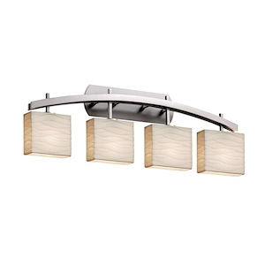 Porcelina Archway - 4 Light Bath Bar Rectangle with Waves Faux Porcelain Shade - 1035322