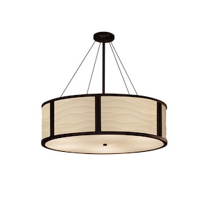 Porcelina Tribeca - 8 Light Drum Pendant with Waves Faux Porcelain Shade