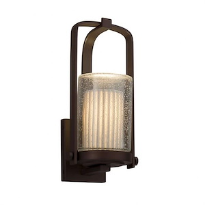 Limoges Atlantic - 1 Light Small Outdoor Wall Sconce with Pleats Flat Rim Cylinder Shade - 1035441