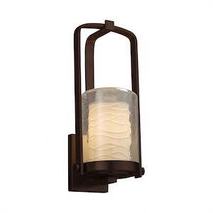Limoges Atlantic - 1 Light Small Outdoor Wall Sconce with Waves Flat Rim Cylinder Shade - 1035442