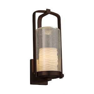 Limoges Atlantic - 1 Light Large Outdoor Wall Sconce with Waves Flat Rim Cylinder Shade
