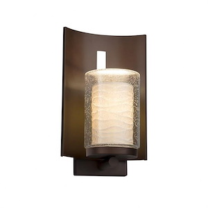 Limoges Embark - 1 Light Outdoor Wall Sconce with Waves Flat Rim Cylinder Shade