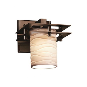 Limoges Metropolis - 1 Light 2 Flat Bars Wall Sconce with Waves Flat Rim Cylinder Shade - 1035448