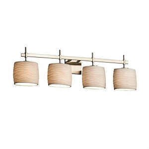 Limoges Union - 4 Light Bath Bar with Waves Oval Shade