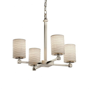 Limoges Tetra - 4 Light Chandelier with Waves Flat Rim Cylinder Shade