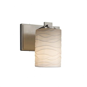 Limoges Era - 1 Light Wall Sconce with Waves Flat Rim Cylinder Shade
