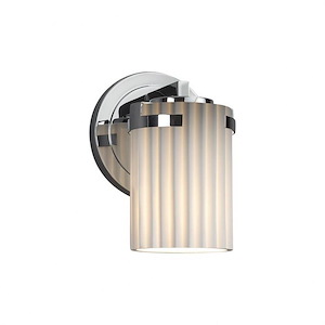 Limoges Atlas - 1 Light Wall Sconce with Pleats Flat Rim Cylinder Shade