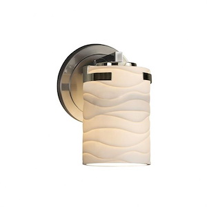Limoges Atlas - 1 Light Wall Sconce with Waves Flat Rim Cylinder Shade