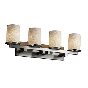 Limoges Dakota - 4 Light Straight-Bar Bath Bar with Bamboo Flat Rim Cylinder Shade
