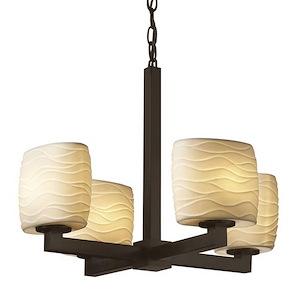 Limoges Modular - 4 Light Chandelier with Waves Oval Shade - 1035570