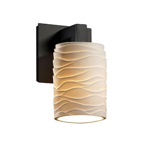 Limoges Modular - 1 Light Wall Sconce with Waves Flat Rim Cylinder Shade