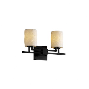 Limoges Aero - 2 Light Bath Bar with Banana Leaf Flat Rim Cylinder Shade
