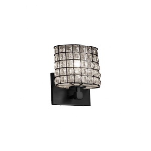 Wire Glass Tetra - 1 Light ADA Wall Sconce with Oval Shape Grid with Clear Bubble Wire Glass Shades - 1036664