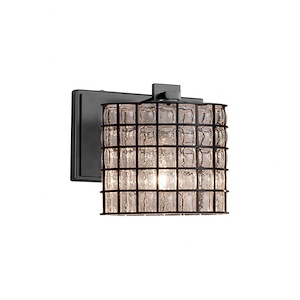 Wire Glass Era - 1 Light ADA Wall Sconce with Oval Shape Grid with Clear Bubble Wire Glass Shades - 1036709