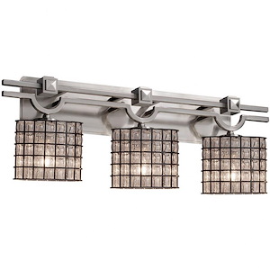 Wire Glass Argyle - 3 Light Bath Bar with Oval Shape Grid with Clear Bubble Wire Glass Shades