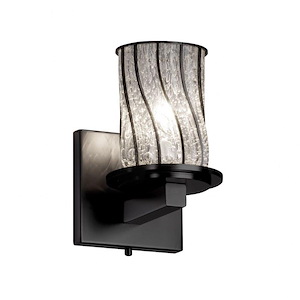 Wire Glass Dakota - 1 Light Wall Sconce with Cylinder Flat Rim Shape Swirl with Clear Bubble Wire Glass Shades - 1036869