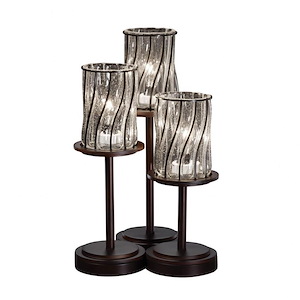 Wire Glass Dakota - 3 Light Table Lamp with Cylinder Flat Rim Shape Swirl with Clear Bubble Wire Glass Shades - 1036884