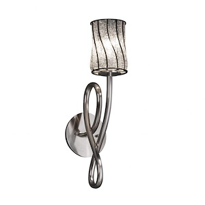 Wire Glass Capellini - 1 Light Wall Sconce with Cylinder Flat Rim Shape Swirl with Clear Bubble Wire Glass Shades