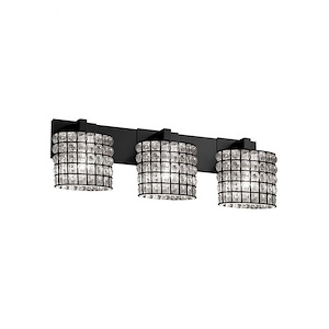 Wire Glass Modular - 3 Light Bath Bar with Oval Shape Grid with Clear Bubble Wire Glass Shades - 1036915