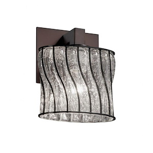 Wire Glass Modular - 1 Light ADA Wall Sconce with Oval Shape Swirl with Clear Bubble Wire Glass Shades - 1036928