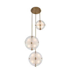 Sussex - 48W 12 LED 3 Orb Multi Drop Foyer In Contemporary Style-26 Inches Tall and 44 Inches Wide