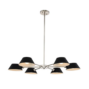 Bruno - 6 Light Chandelier In Modern Style-12 Inches Tall and 34 Inches Wide