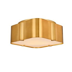 Lotus - 3 Light Flush Mount In Art Deco Style-6 Inches Tall and 14 Inches Wide