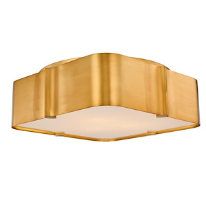 Lotus - 3 Light Flush Mount In Art Deco Style-6 Inches Tall and 18 Inches Wide