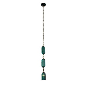 Verde - 1 Light Mini Pendant In Art Deco Style-36 Inches Tall and 4 Inches Wide - 1295628