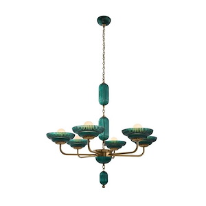 Verde - 6 Light Chandelier In Art Deco Style-40 Inches Tall and 40 Inches Wide