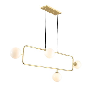 Loreto - 4 Light Rectangular Chandelier-18 Inches Tall and 58 Inches Wide