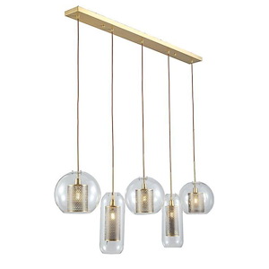 Fano - 5 Light Linear Chandelier-24 Inch Tall and 53 Inch Wide - 1150225