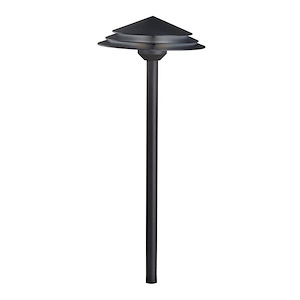2W 3 LED Round Tiered Path Light - with Utilitarian inspirations - 21 inches tall by 8 inches wide