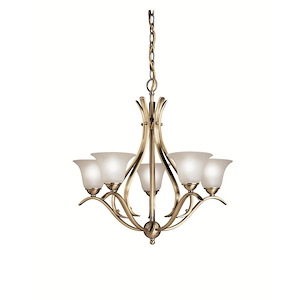 Dover - 5 light Chandelier with White Glass Shades - with Transitional inspirations - 23 inches tall by 24 inches wide - 19914