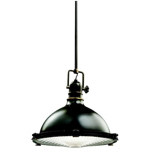 1 light Pendant - with Vintage Industrial inspirations - 12 inches tall by 13.25 inches wide - 109596