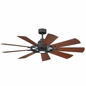 Gentry - 9 Blade Ceiling Fan with Light Kit In Vintage Style-16.75 Inches Tall and 60 Inches Wide