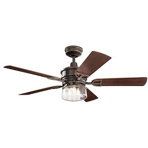 Lyndon Patio - Ceiling Fan with Light Kit - with Transitional inspirations - 19 inches tall by 52 inches wide
