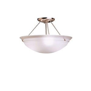 Family Spaces - 3 Light Semi-Flush Mount - With Transitional Inspirations - 9.75 Inches Tall By 15 Inches Wide