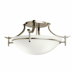 Olympia - 3 light Semi-Flush Mount - with Soft Contemporary inspirations - 11.25 inches tall by 24 inches wide