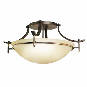 Olympia - 3 light Semi-Flush Mount - with Soft Contemporary inspirations - 11.25 inches tall by 24 inches wide - 109780